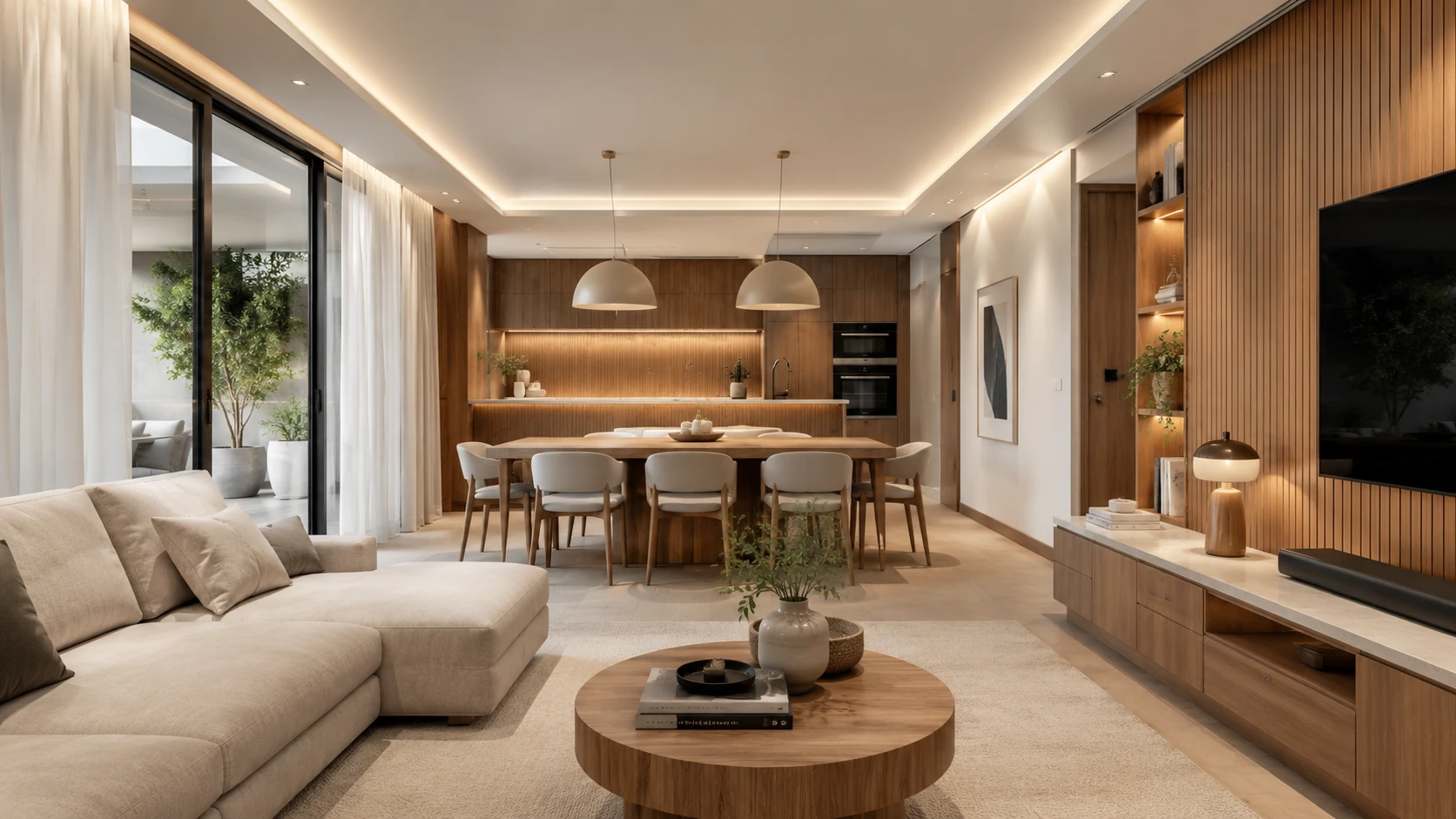 Sala de estar e sala de jantar remodeladas